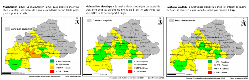 Les différents types de malnutrition repartis sur le territoire 